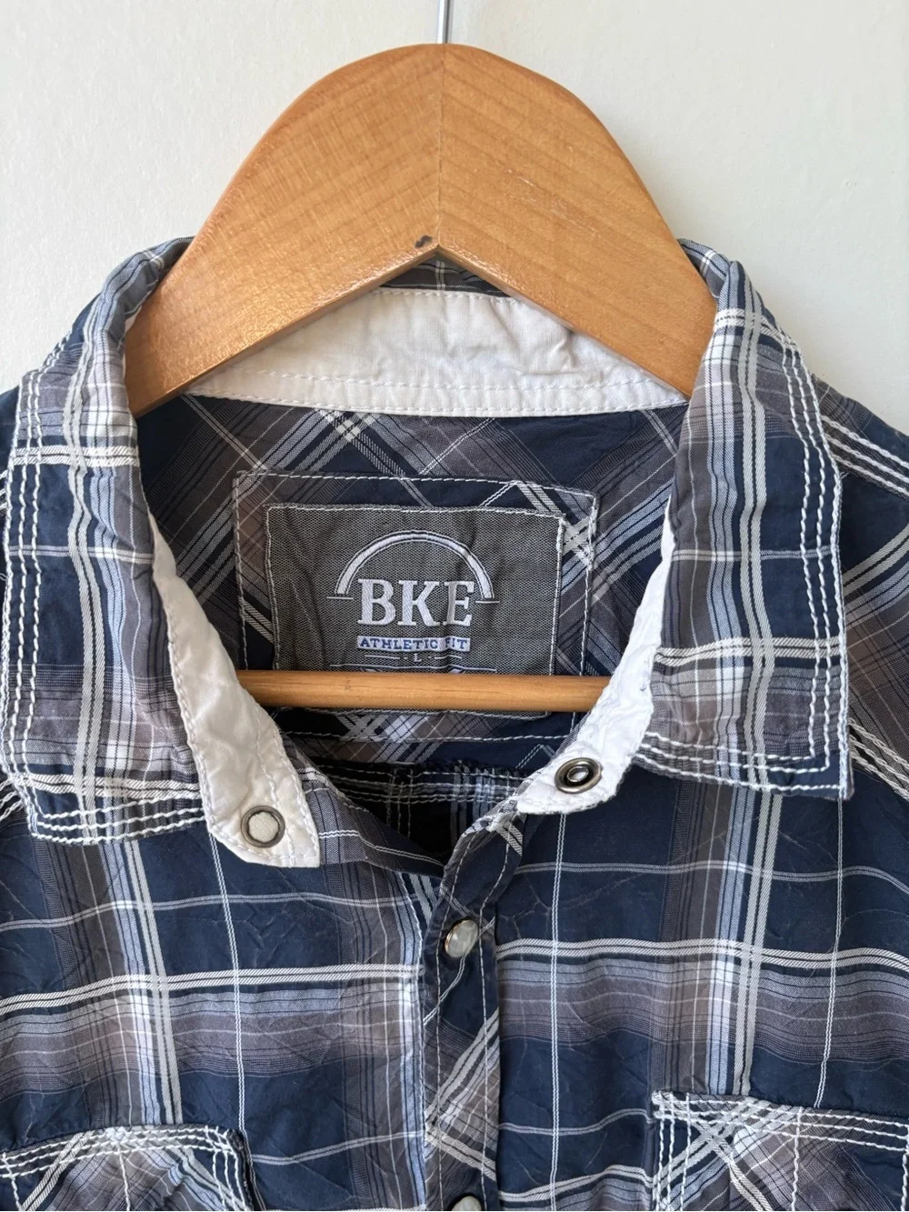BKE Athletic Fit Plaid Pearl Snap Shirt